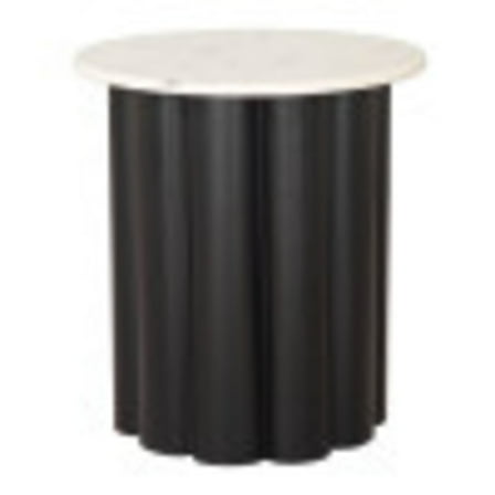 Slika Side Table White & Black End Table, Modern Style, Natural Marble round shape tabletop, MDF, Indoor Living