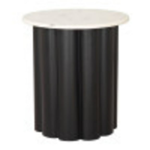 Slika Side Table White & Black End Table, Modern Style, Natural Marble round shape tabletop, MDF, Indoor Living