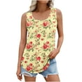 thumbnail image 2 of GaThRRgYP Womens Tops SummerTank Tops,Women's Sleeveless Tank Top,Women's New Loose Casual Crew-neck Pleated Print Fashion Top Yellow L, 2 of 6