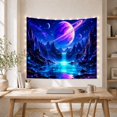 thumbnail image 5 of Ringed Planet Above Lake Waterfall, Dreamy Fantasy for Space Lovers, Galaxy Landscape Wall Art, Housewarming Gift, Tapestry Wall Hanging for Bedroom, Living Room and Gaming Room, 5 of 7