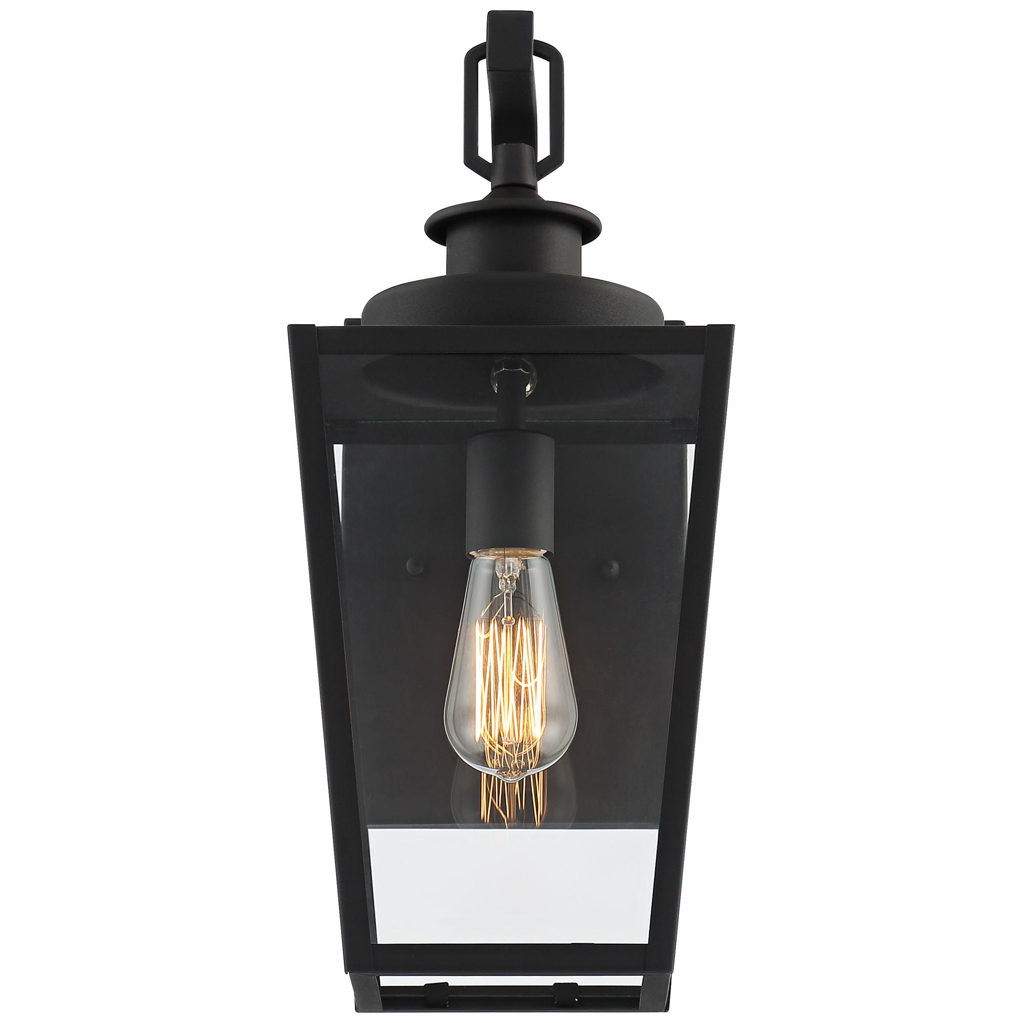 Possini Euro Design Ackerly Modern Outdoor Wall Light Fixture Textured Black 17 1/4" Clear Glass for Post Exterior Barn Deck House Porch Yard Patio