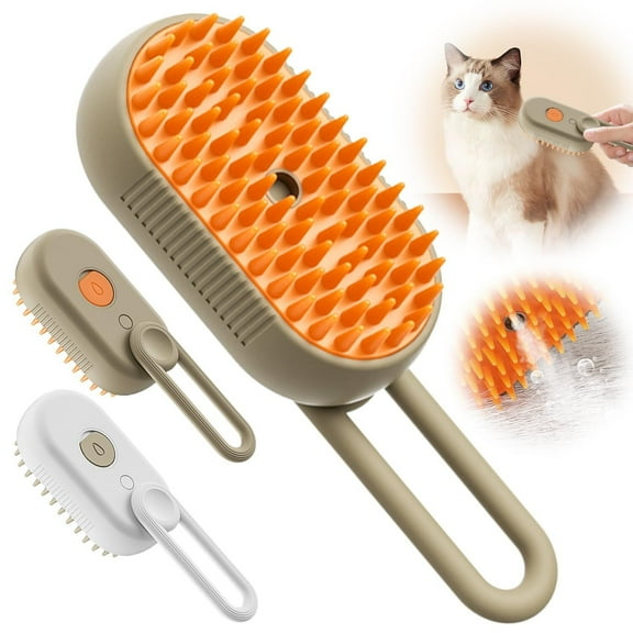 2025 New Comb for Cats Dogs, 3 in 1 Steam Cat Brush Cat Steam Brush for Shedding & Grooming, Self Cleaning 3 in 1 Pet Brush Pet Grooming Brush with Spray (White)