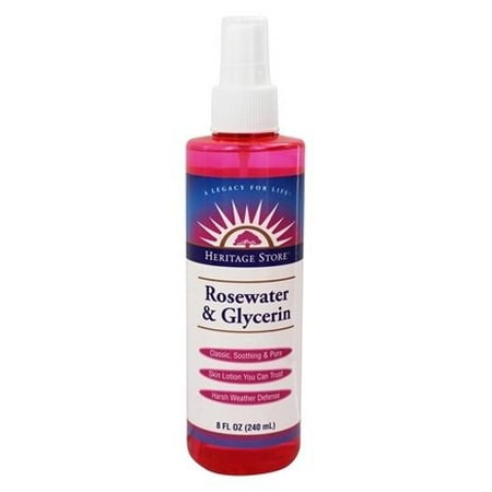Rosewater Atomizer - Flower Water Atomizer Rosewater & Glycerin - 8 fl. oz. by Heritage (pack of 1)