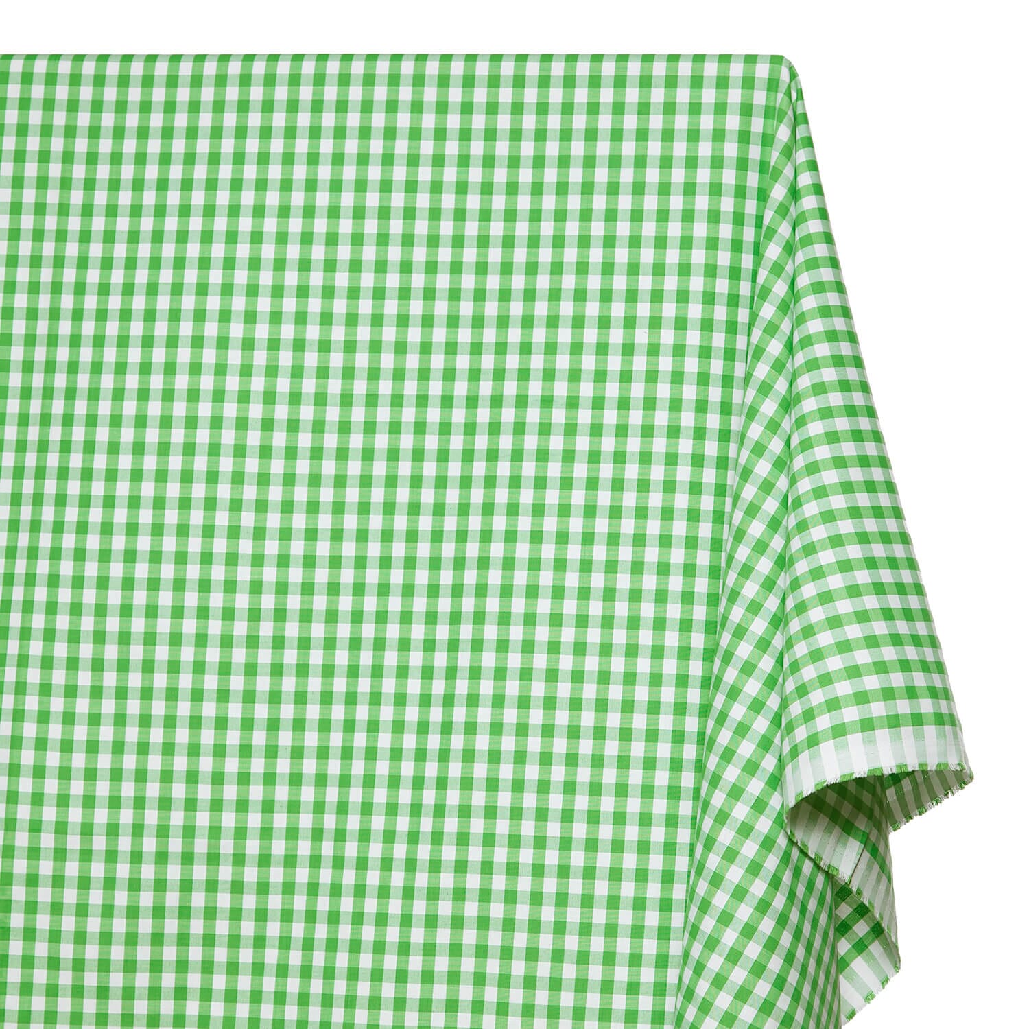 7 mm Gingham Checkered Lightweight Plaid Polyester Cotton Poplin Fabric By The Yard - For Sewing Apparel, Accessories, & Décor - Kelly Green (1 Yard)