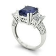thumbnail image 2 of 4.27 ct Emerald Cut Simulated Blue Sapphire 3 Stone 18K White Gold Womens Engagement Ring, 2 of 5