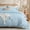 Light Blue, variant on 100% Cotton Ruffled Comforter Set Queen, White Shabby Chic Farmhouse Bedding Set French Country Cute Comforter Set