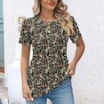 thumbnail image 4 of Pntutb Femmes Mode Casual Imprimé Manches Courtes Col Rond Plissé Pull-Shirt tops, 4 of 9