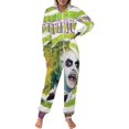 thumbnail image 2 of Beetlejuice Beetlejuice Men's Hooded Jumpsuit - Zip Up One Piece Pajamas Soft Cozy Winter Warm Plush Loungewear, 2 of 8