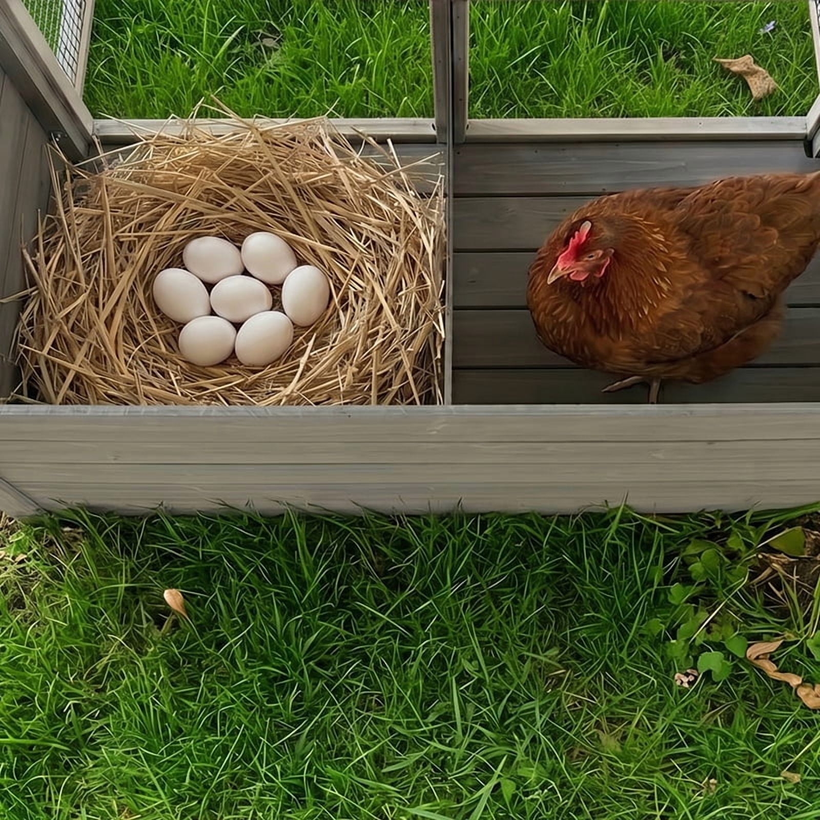 Large Chicken Coop with Run, 20.93 Sq Ft Outdoor Poultry Cage, Weatherproof Asphalt Roof, Wooden Hen House with Nesting Box & Secure Lock for Backyard Use