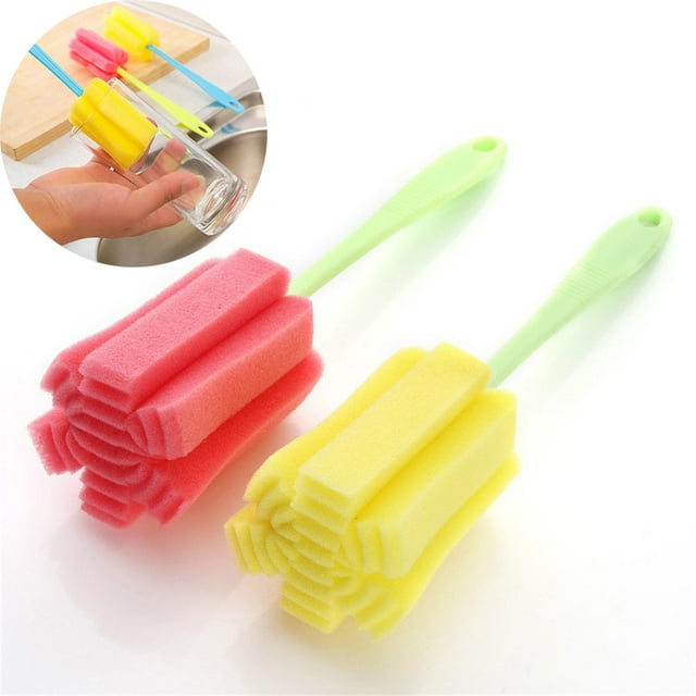onlyliua para Interior/Exterior 5 Piezas de Herramienta, Limpieza de Cocina, Cepillo de Esponja, Copas de Vino, Botellas, Tazas de Café, Té y Vidrio