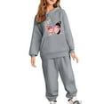 thumbnail image 2 of SYMOID Girls' Gray Tracksuit Set - Soft Polyester Hoodie & Jogger Pants with Butterfly Print, Ages 3-12,Size 2 T, 2 of 4