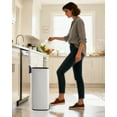 thumbnail image 2 of 8 Gallon Kitchen Trash Can, Stainless Steel Garbage Can with Lid and Inner Bucket, Step-On Square Trash Bin for Home Office Bedroom Bathroom Laundry Room - Beige, 2 of 8