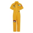 thumbnail image 3 of Haitryli Girls Boys Mechanic Jumpsuits Coverall Boiler Suit Zip-Front Short Sleeve Overalls Flight Suit Bodysuit Yellow 3-4, 3 of 5
