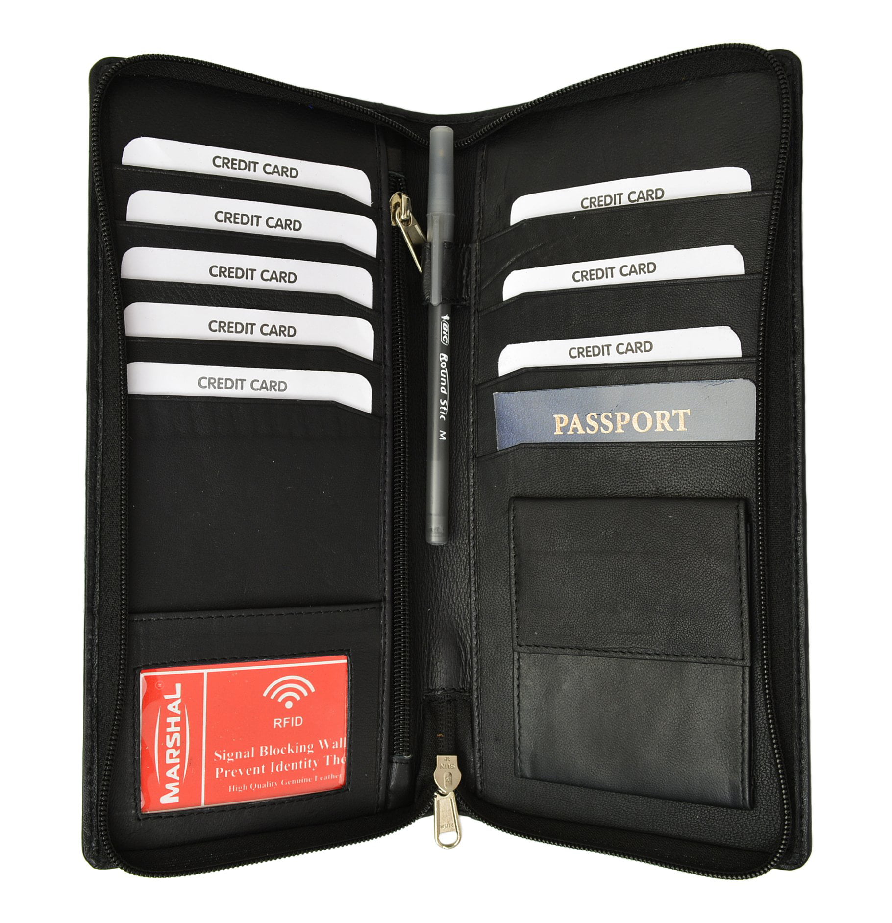 Travel Document Organizer RFID Genuine Leather Passport Wallet Case Family Holder Id Wristlet Rose Gold 