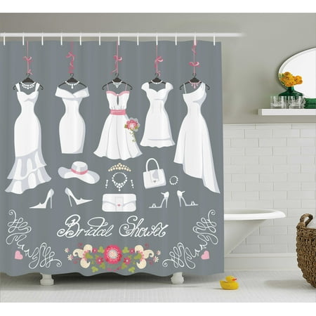  Bridal  Shower Decorations Shower Curtain Wedding  Dress  