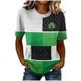 thumbnail image 2 of Ichuanyi St Patricks Day Round Neck Short Shirts for Women Green Lucky Graphic Shirt Casual Short Sleeve T Shirt Tops Pullover Casual Tee, 2 of 5