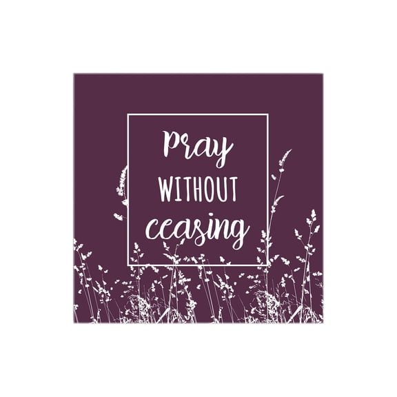 Pray Without Ceasing Purple Foliage 12 x 12 Wood Wall Sign Plaque