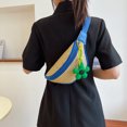 thumbnail image 4 of Bolsa Riñonera de paja para el pecho para mujer cruzada de Ehuebsd mensajero de verano a la moda para ir de compras, 4 of 9