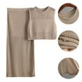 thumbnail image 5 of DHFJKG Women Long Skirts Set Summer Crochet 2 Piece Outfits Slim Fit Hollow Out Sleeveless Crop Top Beach Clothes Matching Set Versatile Outfit, 5 of 9