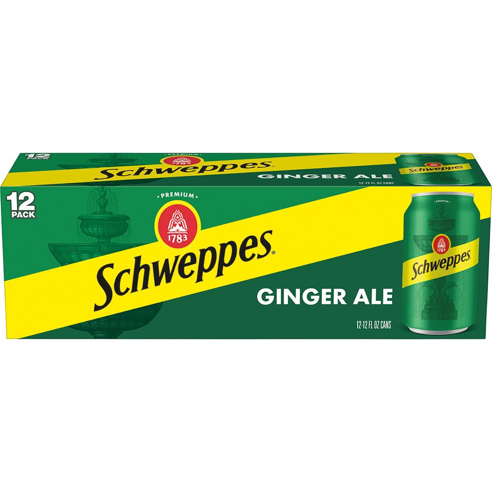 Schweppes Ginger Ale Soda, 12 fl oz cans, 12 pack