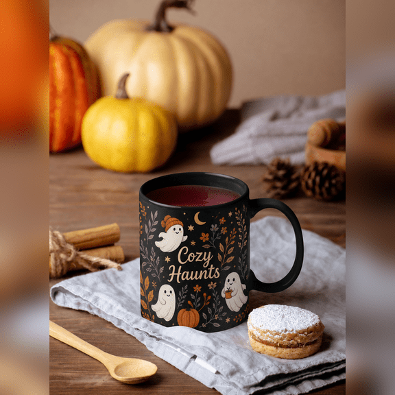 Coffee Mug Cozy Ghost Halloween Ceramic Cup for Morning Drinks Teacher Gift