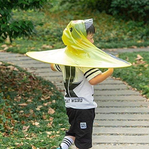 Kids Raincoat Toddler Duck Raincoat and Umbrella Hat Waterproof UFO for Baby Girls and Boys Yellow Large