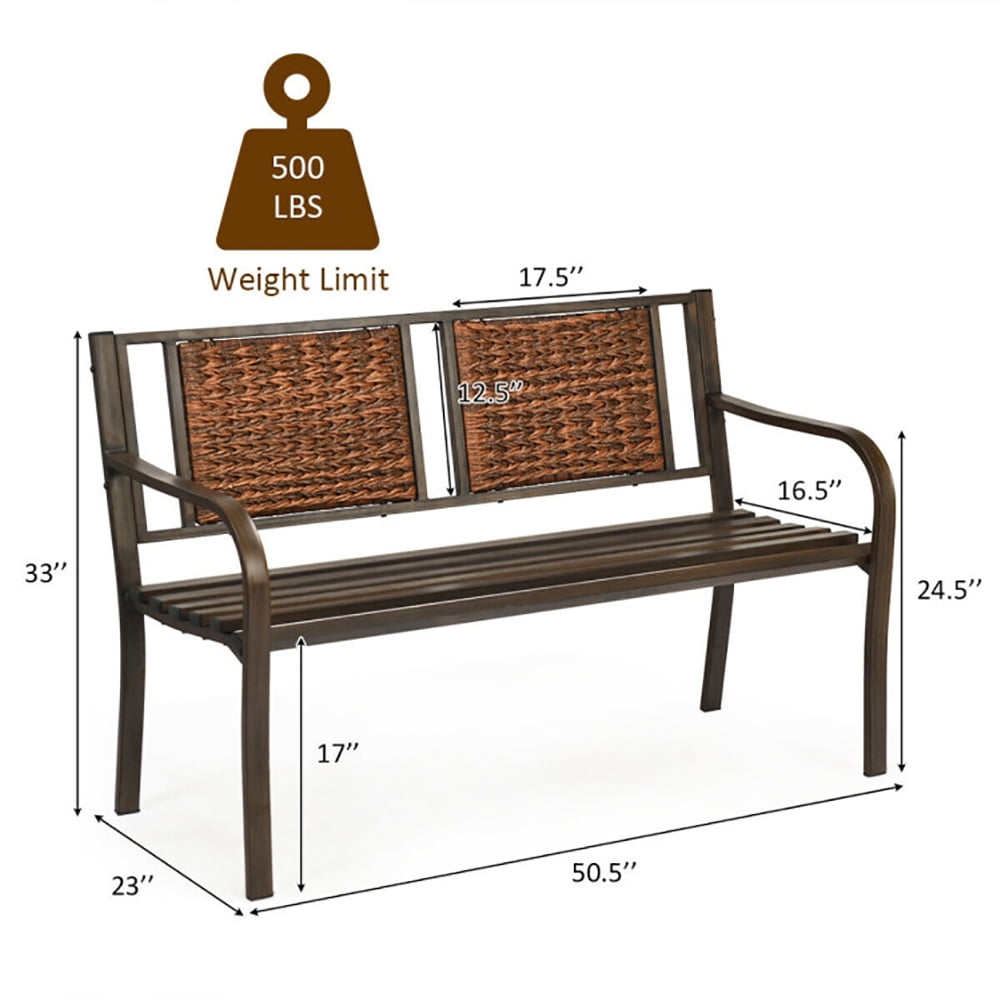 Aimee Lii Patio Garden Bench with Powder Coated Steel Frame, Outdoor Patio Furniture