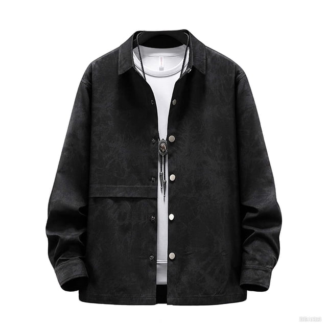 Blusa y camisa de manga larga con cuello vuelto para hombre, blusa informal de moda con cuello vuelto, camisa, chaqueta con bolsillos, blusa holgada de manga larga con cuello, camisa para hombre, abri