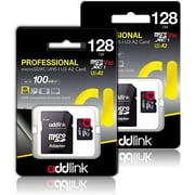 addlink roSDXC 128GB 2-Pack + Adapter UHS-1 U4 V30, Compatible for Android Smartphones, Camera, Dash Cam Tablets, Go