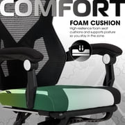 Gamer Gear Gaming Office Chair with Extendable Leg Rest, White and Black Fabric Upholstery