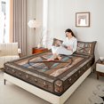 thumbnail image 3 of Homewish Vintage Stars Queen Sheets,Rustic Farmhouse Cabin Queen Sheet Sets,Brown,4pcs,1 Flat Sheet, 1 Fitted Sheet and 2 Pillowcases, 3 of 6