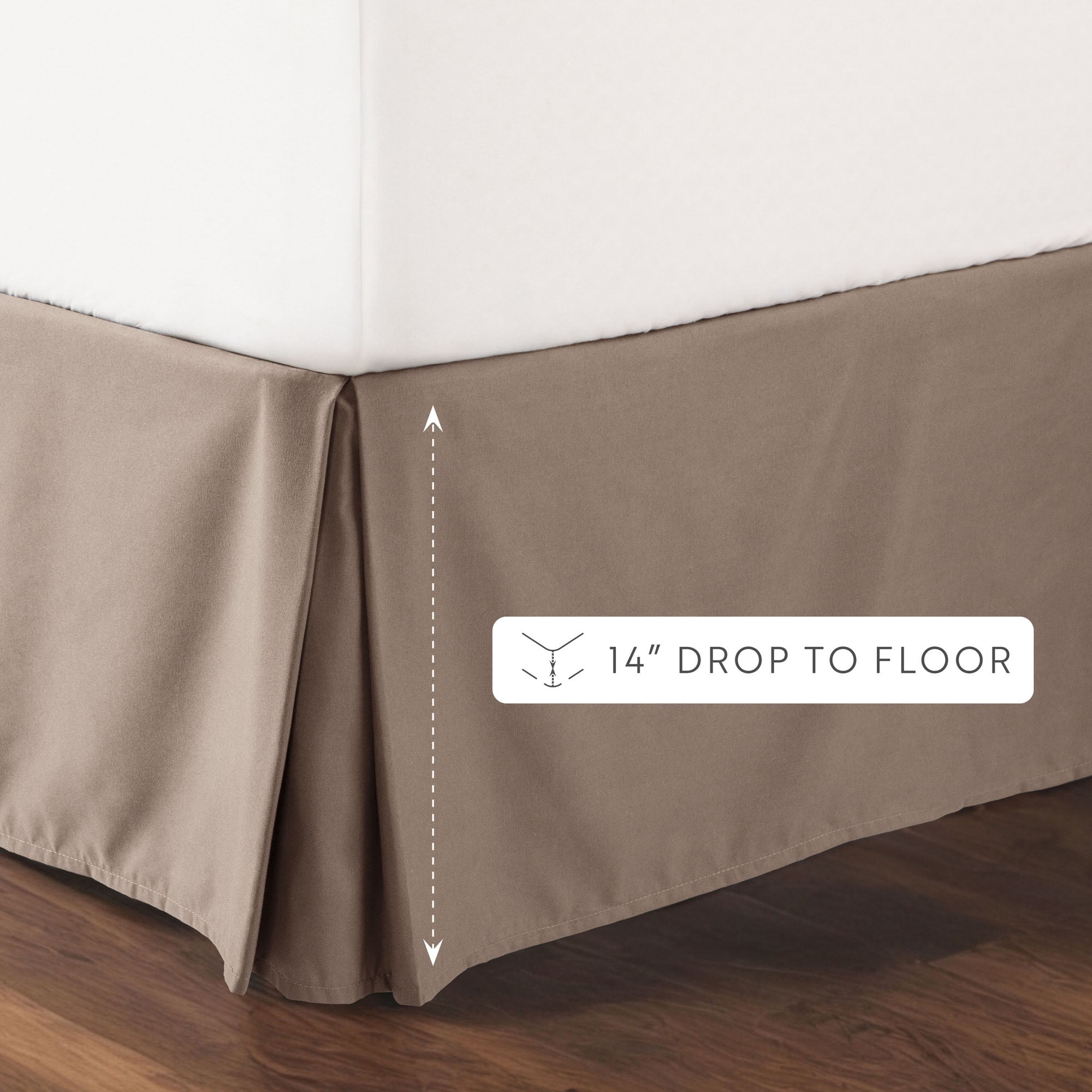 Noble Linens Taupe Pleated Dust Ruffle Bed Skirt, Twin-XL