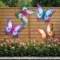 thumbnail image 4 of Metal Butterfly Wall Decor - 4 Pcs Butterfly Wall Art 3D Sculpture Pendant Multicolored Butterfly Hanging Ornament for Patio Garden Outdoor Fence Decoration Women Birthday Wedding Housewarming Gift, 4 of 6