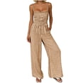 thumbnail image 2 of MYAOYI Womens Jumpsuits Casual Daily Wide Leg Jumpsuit Gingham Plaid Spaghetti Strap Smocked Summer Jumpsuit, 2 of 8