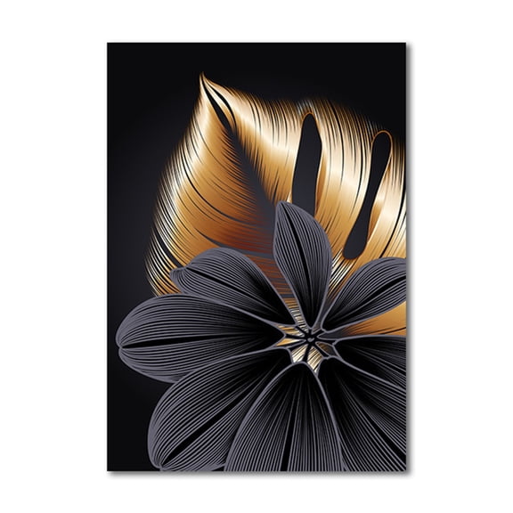 Wall Hangs Decor,Modern Abstract Gold Black Leaves Wall Art Decor Canvas Painting Pictures Artwork Home Decor For Living Room Dining Room Bedroom