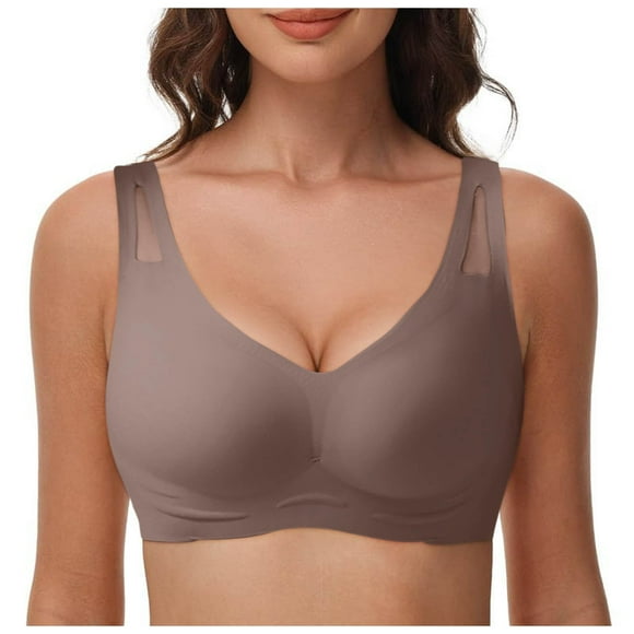 TSADFHJI Women's Comfortable and Sexy Transparent Shoulder Strap Cordless Backless Spongeless with Convertible Shoulder Straps Women's Bras Sleep Robe Womens Bras Plus Size Push up Bra Grey XXL