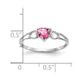 thumbnail image 2 of 14K White Gold Ring Band with Stones (10) October Pink Tourmaline Heart, Size 5, 2 of 2