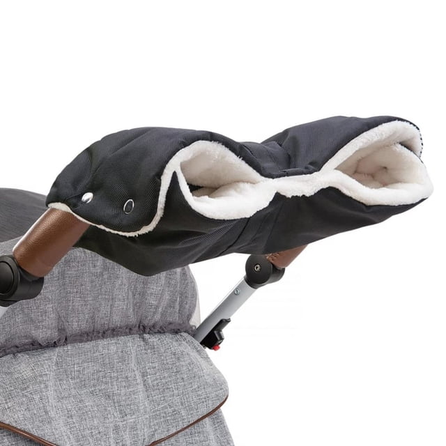 Calentador de manos para cochecito, guantes para cochecito, manguito para cochecito, transpirable, impermeable, resistente al viento, tamaño universal (negro)