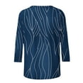 thumbnail image 5 of IROINNID Women Printed Round Neck Casual 3/4 Sleeve Shirt Summer Trendy Blouse Cute Tops Comfortable Loose Fit Fashion T Shirt Clothes(Blue#3,XL), 5 of 9