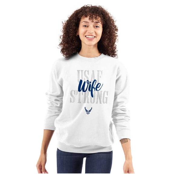 US Air Force USAF Strong Wife Women Crewneck Sweatshirt Brisco Brands S
