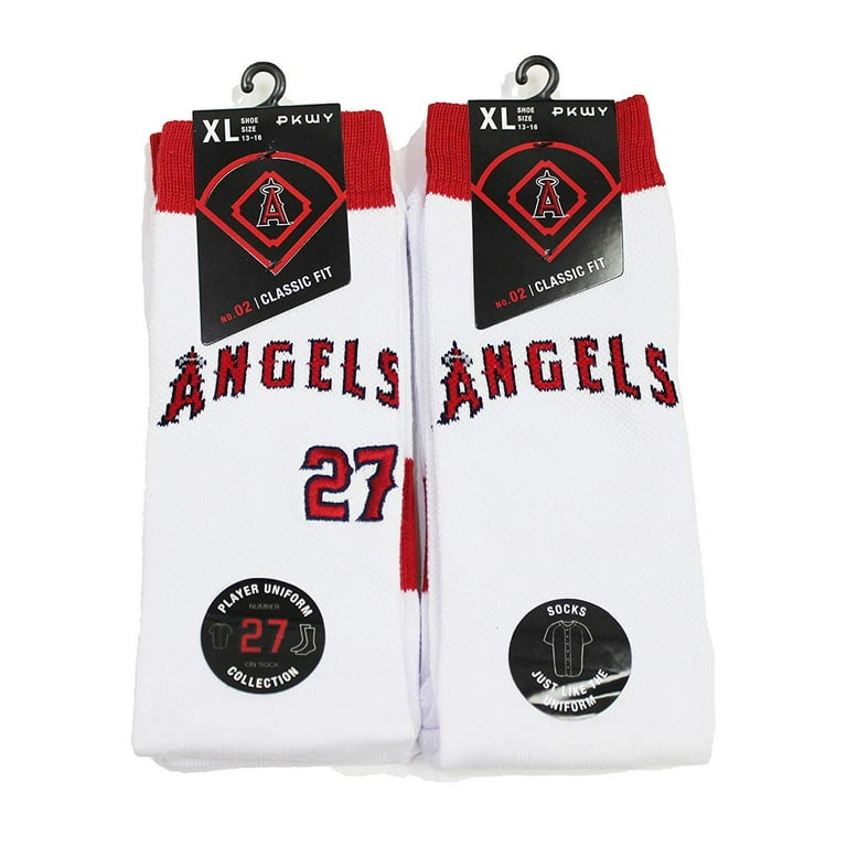 PKWY by Stance Men's 2-Pack Angels & Mike Trout #27 Player Uniform Socks  X-Large 