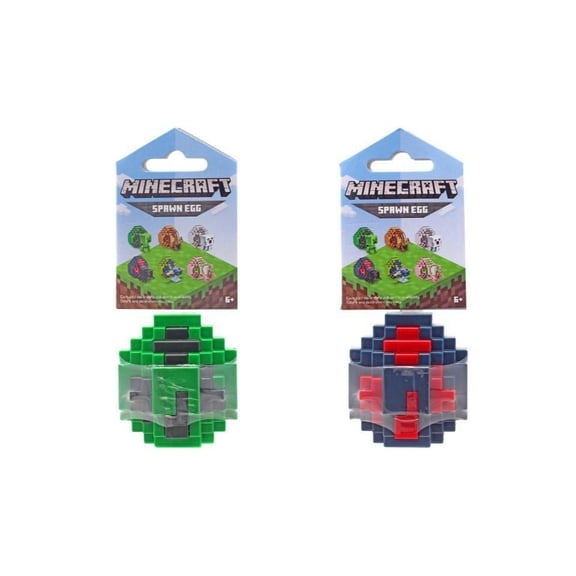 Bundle of 2 - Minecraft Spawn Egg Mini Figure |Green Creeper + Black/Red Spider