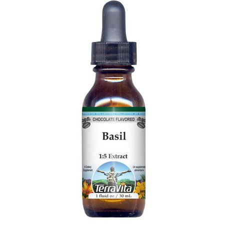 TerraVita Basil Glycerite Liquid Extract (1:5) - Chocolate Flavored  (Chocolate  1 oz  1-Pack  Zin: 522085)