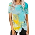 thumbnail image 2 of Itsame Short Sleeved Undershirt Tops for Womens Shirt Printed Round Neck Button T-Shirt Blouses Multicolor Size S, 2 of 5