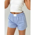 thumbnail image 2 of Michellecmm Women Striped Shorts, Elastic Waist Summer Casual Shorts Streetwear for Daily Date, 2 of 9