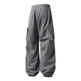 thumbnail image 4 of Yongwang Men's Corduroy Cargo Joggers Pants Drawstring Elastic Waist Pants Casual Tapered Pants with Pockets, 4 of 9