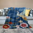 thumbnail image 2 of COMIO Exquisite Gifts Japanese Cranes Bird, Cherry Blossoms Flannel Blanket White, 2 of 6