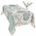 thumbnail image 2 of Blue Teal Coastal Table Cloth Waterproof Tablecloths, Summer Beach Starfish Coral Nautical Rustic Tablecloth Dining Table Cover for Kitchen Party Tabletop Outdoor, Rectangle Tablecloth 54x108 Inch, 2 of 9