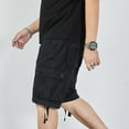 thumbnail image 5 of YLSDY Men's Summer Cargo Shorts Outdoor Travel Hiking Shorts with Drawstring Hem Solid Color Multi-Pockets Straight Baggy Bermuda Shorts Black XL, 5 of 9