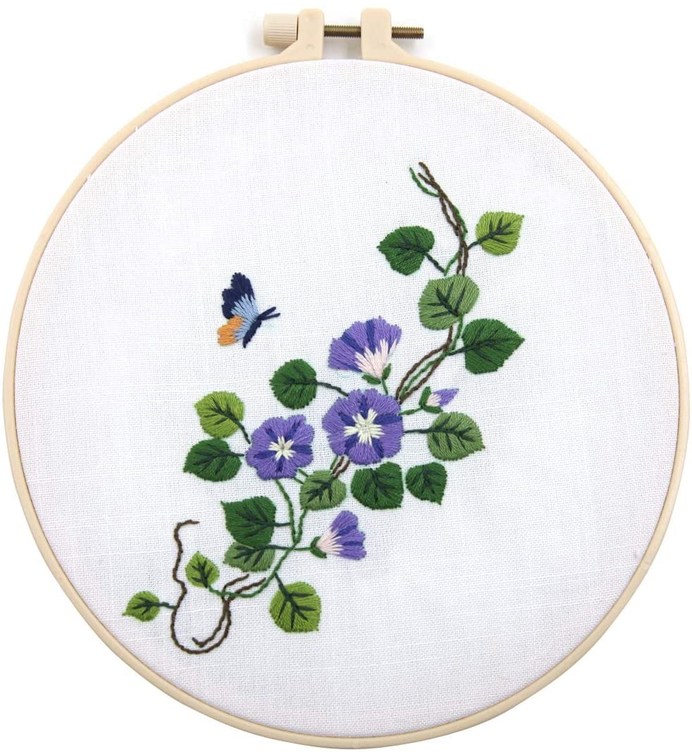 Embroidery Beginner Kit DIY Floral Silk Ribbon Embroidery Beginner Kit  Cross Stitch Stamped 3D Embroidery Kit 